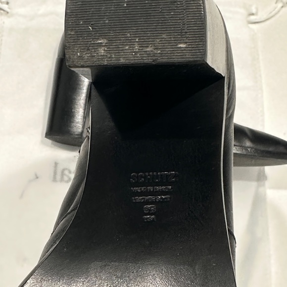 Schutz pointed toe black leather booties. - Picture 5 of 10